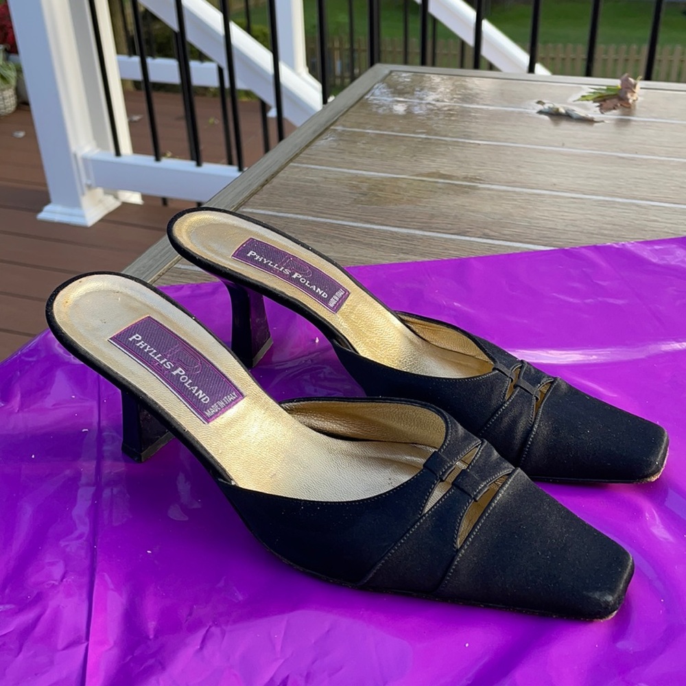 Vintage Phyllis Poland made in Italy dressy slides heels 7.5